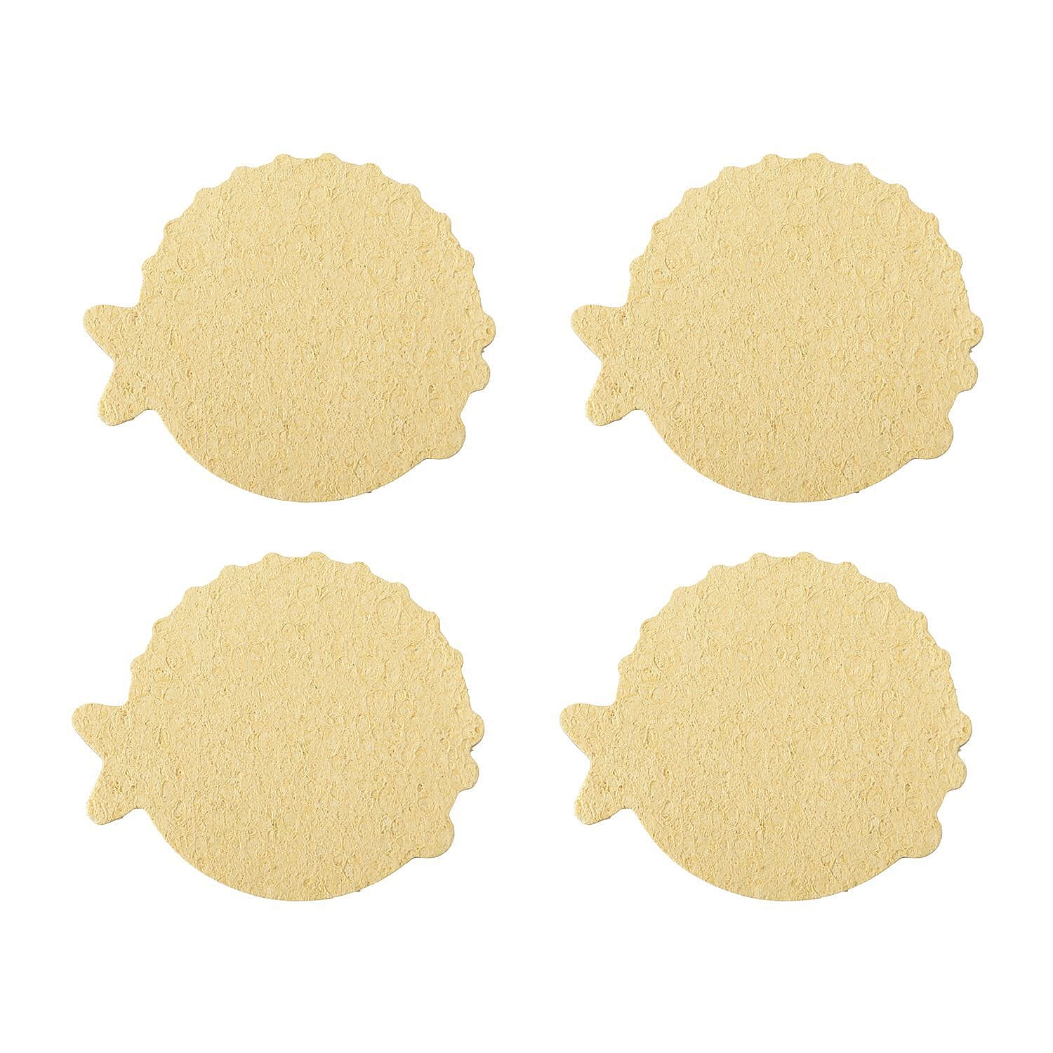 Biodegradable 8 Piece Set - 4 Pack of Fish Dispongeables & 4 Circular Discrubbables - Yellow & White Biodegradable 8 Piece Set - 4 Pack of Fish Dispongeables & 4 Circular Discrubbables - Yellow & White